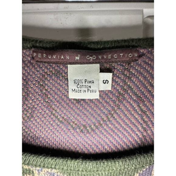 Peruvian Connections Pima Cotton Midi Sweater Dress Sz Small floral vines - Picture 2 of 4